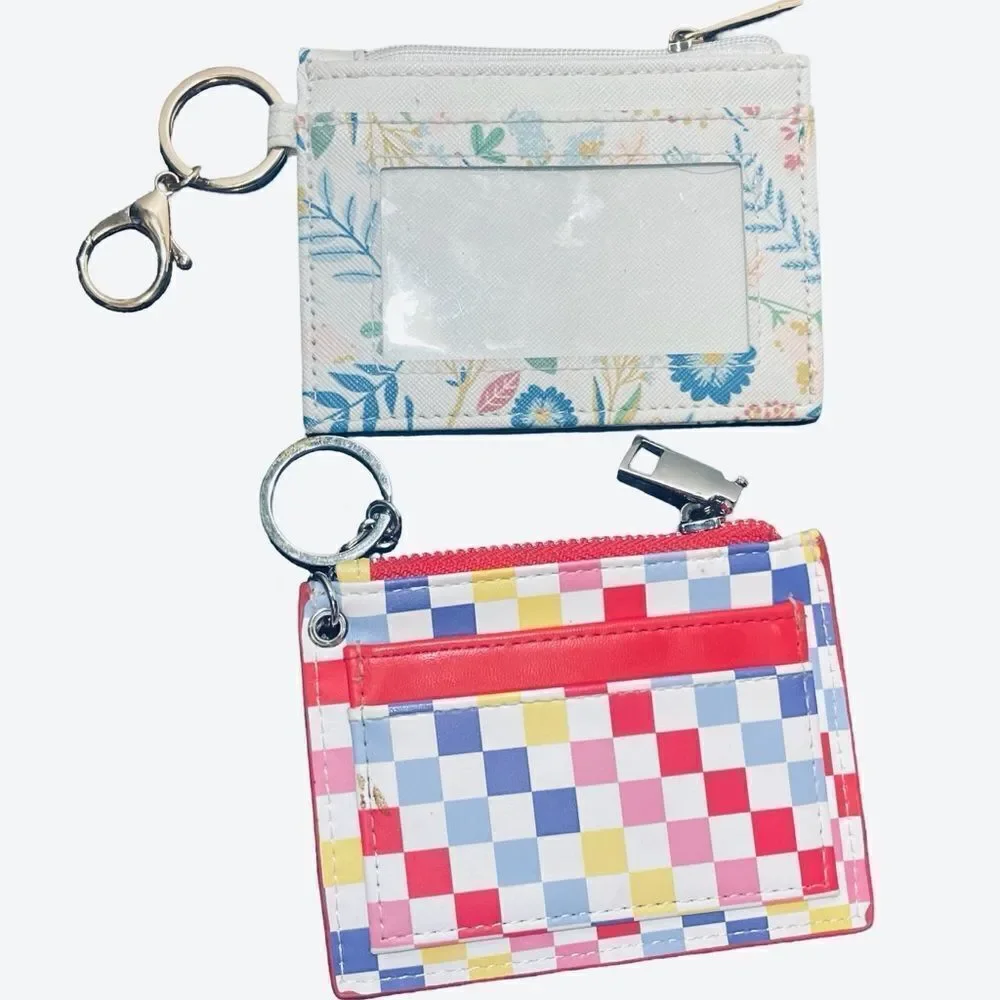 A New Day Colorful Checkered and Floral Key & Card Holders